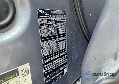 2020 Jaguar F-Pace Che z USA, uszkodzony, nr VIN SADCP2FX2LA646748